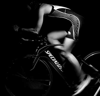 Athlete using turbo bike